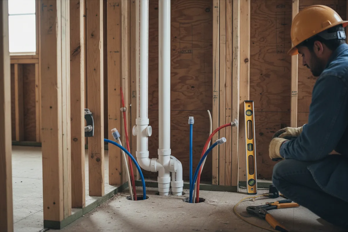 Drain and supply rough-in during Drain Cleaning in Starr
